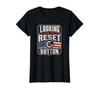 Looking for the Reset Button Bold American Flag Value Graphic T-Shirt, Women, Black, S