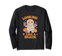 Looking Like a Snack Funny Cute Mummy Halloween Coffee Candy Long Sleeve T-Shirt