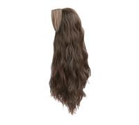 Looking Natural Headband Wig Long Curly Wigs with Removable Headband Synthetic Fiber Hairpiece for Women 23in (Khaki-Cool Brown)