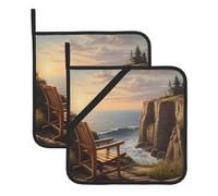 Looking Out to Sea Printed Square Heat-Proof Pot Holders (Set of Two) 8x8 in : Quality Fabrics, Anti-Scalding and Easy to Clean