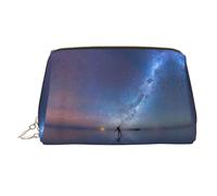 Looking Up Alone Print Makeup Bag Portable Leather Waterproof Cosmetic Bag Clutch Makeup Brush Bag (6.7x4.3in)