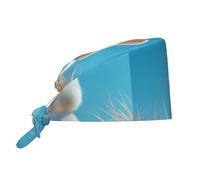 Looking up at The Sky Rabbit Pattern Cleaning Working Cap Chef Hat for Women and Men, for Surgical, Nursing Black