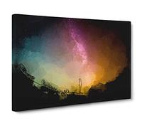 Looking Up At The Stars Canvas Print | Gallery Wrapped 30mm Frame Wall Art | 20x14 inches | Ready to Hang | Abstract Space Picture | Living Room Bedroom Lounge Office