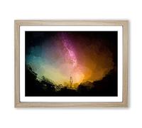 Looking Up At The Stars In Abstract Modern Art Framed Print | A2 Oak Framed Wall Art | Ready to Hang | Abstract Space Picture | Living Room Bedroom Lounge Office