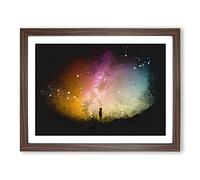 Looking Up At The Stars Paint Splash Modern Art Framed Print | A4 Walnut Framed Wall Art | Ready to Hang | Modern Space Picture | Living Room Bedroom Lounge Office