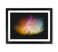 Looking Up At The Stars Paint Splash Modern Art Framed Wall Art Print, Ready to Hang Picture for Living Room Bedroom Home Office Décor, Black A2 (64 x 46 cm)