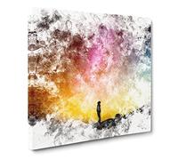 Looking Up at the Stars Watercolour Canvas Print | Gallery Wrapped 30mm Frame Wall Art | 14x14 inches | Ready to Hang | Modern Space Picture | Living Room Bedroom Lounge Office