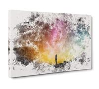 Looking Up at the Stars Watercolour Canvas Print | Gallery Wrapped 30mm Frame Wall Art | 30x20 inches | Ready to Hang | Modern Space Picture | Living Room Bedroom Lounge Office