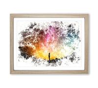 Looking Up At The Stars Watercolour Modern Framed Print | A3 Oak Framed Wall Art | Ready to Hang | Modern Space Picture | Living Room Bedroom Lounge Office