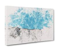 Looking Up at the White Cliffs of Dover Watercolour Canvas Print | Gallery Wrapped 30mm Frame Wall Art | 30x20 inches | Ready to Hang | Modern Landscape Picture | Living Room Bedroom Lounge Office