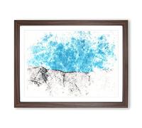 Looking Up At The White Cliffs Of Dover Watercolour Modern Framed Print | A2 Walnut Framed Wall Art | Ready to Hang | Modern Landscape Picture | Living Room Bedroom Lounge Office