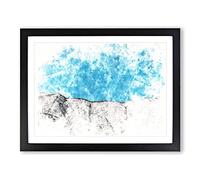 Looking Up At The White Cliffs Of Dover Watercolour Modern Framed Print | A3 Black Framed Wall Art | Ready to Hang | Modern Landscape Picture | Living Room Bedroom Lounge Office