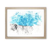 Looking Up At The White Cliffs Of Dover Watercolour Modern Framed Print | A4 Oak Framed Wall Art | Ready to Hang | Modern Landscape Picture | Living Room Bedroom Lounge Office