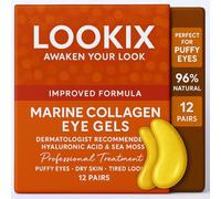 Lookix Marine Collagen Eye Gels, 12 Pairs, Under Eye Patches with Hyaluronic Acid, Natural Formula for Puffy Eyes