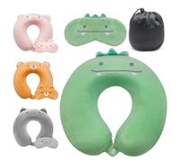 Lookka Travel Pillow, Cute Neck Pillow for Kid, Memory Foam Neck Support Pillow(Washable Cover) with Cute Eye Mask for Sleeping Rest on Airplane Lightweight Travel Headrest