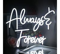 Looklight Always Forever Neon Led Sign - White Acrylic Letter USB Night Lamp for Bedroom, Wedding, Engagement, Birthday, Party, Christmas