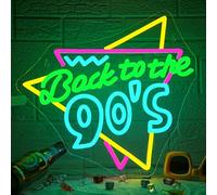 Looklight Back To The 90'S Neon Light Sign, Neon Signs for Wall Decor, 90'S Colorful LED Sign, Light Up Signs Dimmable for Ninety's Party Decor Bedroom Home Bar Cafe Photography Background, 35cmx32cm