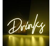 Looklight Drinks Letters Neon Signs Warm White Led Neon Light Word Neon Light Sign for Wall Decor Bar Neon Sign for Bar Home Kitchen Shop Restaurant Wedding Birthday Party Decor Gift