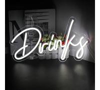 Looklight Drinks Neon Sign Bar Neon Signs for Wall Decor Warm White Led Neon Signs USB Letter Light Up Signs for Bedroom Home Bar Kitchen Club Restaurant Store Coffee Wedding Birthday Party