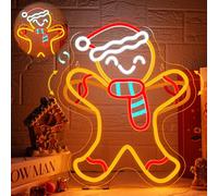 Looklight Gingerbread Man Neon Light Sign Christmas Led Sign Neon Signs for Wall Decor, Flashing LED Light for Christmas Party Fireplace Mantel Bedroom Living Room Home Store Decor Gift, 32 x 40 cm