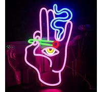 Looklight Hand Eye Neon Sign Pink Hand Neon Signs for Wall Decor Evil Eye Led Neon Signs USB Man Cave Neon Light Signs for Bedroom Game Room Kids Room Home Bar Pub Cafes Wedding Party Gift