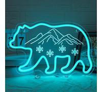 Looklight Polar Bear Neon Light Sign, Neon Signs for Wall Decor, Mountain Led Light Sign, Snowflake Light Up Signs for Winter Home Room Bar Pub Party Man Cave Decor, Gift for Girls Boys, 42 x 26.5 cm