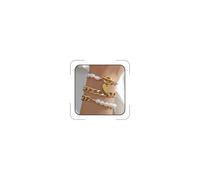LOOKLITE Chunky Gold Pearl Bracelet for Women Tredndy Layered Adjustable Link Chain Pearl Stackable Bracelet Set Snake-bone Chain Cuba Paperclip Link Coin Heart Pendant Bracelets Sets