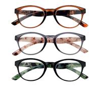 LookLux Round Reading Glasses Women, Retro Blue Light Reading Glasses, 3 Pack Reading Glasses for Women with Spring Hinges