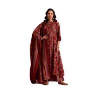 LookMark Women Kurta Set: A Melody of Prints and Patterns: Step into Style with Our Stunning Collection of Printed Kurtis, Pants, and Dupattas!, Maroon, L