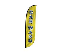 LookOurWay Feather Flag - 12ft Tall Advertising Flag Banner for Business and Events Promotion - Flag Only - Car Wash Yellow/Blue (10M1200111)