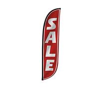 LookOurWay Feather Flag Banner - 12 Feet Tall Advertising Flags for Outdoor Business and Events Promotion - Swooper Flag Only - Sale Flags - Sale Red (10M1200100)