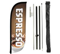 LookOurWay Feather Flag Pole Kit - 7 Feet Tall Advertising Banner with Fiberglass Pole Set and Ground Spike for Business Promotion - Espresso