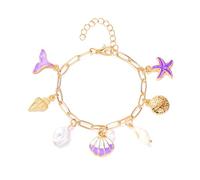 Lookray Mermaid Starfish Shell Bracelet for Women Boho Sea Shell Turtle Bracelet Summer Beach Sea Theme Mermaid Bracelets Handmade Beach vacation Hawaiian Jewelry Accessories, 5.5 UK, alloy, no