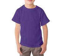 Looks Divine Gift Kids T-Shirt Crew Neck Short Sleeve Boys Cotton T-Shirt Plain Tops for Childerns (UK, Age, 12 Years, 13 Years, Regular, Purple)
