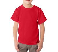 Looks Divine Gift Kids T-Shirt Crew Neck Short Sleeve Boys Cotton T-Shirts Plain Tops for Childerns (UK, Age, 7 Years, 8 Years, Regular, Red)
