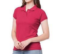 Looks Divine Gift Women's Polo Shirt Knitted Collar Polo with Cuffed Short Sleeves Ladies Shirts for Women UK (UK, Alpha, L, Regular, Regular, Red)