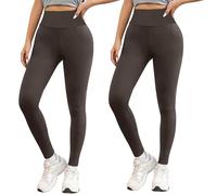 Looks Divine High Waisted Leggings, Tummy Control Leggings 2 Pack, Stretchy Pants (UK, Alpha, M, Regular, Regular, Mocha)