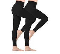 Looks Divine High Waisted Leggings, Tummy Control Leggings 2 Pack, Stretchy Pants (UK, Alpha, S, Regular, Regular, Black)