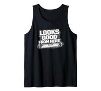 Looks Good from Here Perspective Quote Bold Statement Tank Top