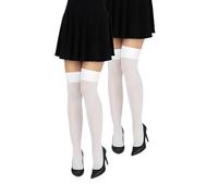 looksy 2 pairs of Womens Over-the-Knee Socks Knee-High Long Plain Socks for Girl School Cosplay Uniform Stockings 60 den, set of 2, Bianco