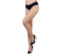 looksy Italian light beige fishnet Hold Up Stockings Lace Sheer Nylon Net Lingerie Sexy Thigh-High Silicone Diamonds Hosiery, Natural M/L
