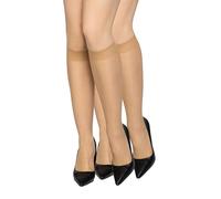 looksy set of 2 pairs Women’s Knee-high Socks Sheer 15 DEN Pressure-Free Comfortable & Smoothing Discreet One Size Natalie15, Camel