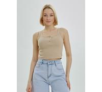 Lookus Women's Mercan Crop Vest in Beige | Size: Small Lookus Beige S