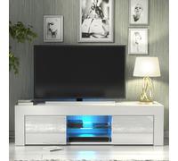 Creative Furniture Loom TV Unit 130cm - A Minimalist & Sophisticated Cabinet with Gloss Doors & LED Lights in White Creative Furniture White