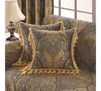 Loom and Mill 1 Piece Luxury Throw Pillow Covers 20x20 Inch, Classic Antique Decorative Pillow Cover with Tassels, Jacquard Damask Pillow Cases for Living Room Bedroom Sofa Couch Chair(Bronze Gold)