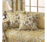 Loom and Mill 1 Piece Luxury Throw Pillow Covers 20x20 Inch, Damask Patchwork Decorative Pillow Cover with Tassels, Jacquard Floral Pillow Cases for Living Room Bedroom Sofa Couch Chair(Beige Yellow)