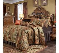 Loom and Mill 9-Piece Jacquard Comforter Sets King, Classic Paisley Design Bed in a Bag, Luxury Vintage Damask Bedding Set with Euro Shams, Bedskirt, Filled Decorative Pillow for Home(King)