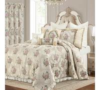 Loom and Mill 9-Piece Luxury European Floral Comforter Sets-Valencia, Synthetic Fiber, Pearly Beige, King