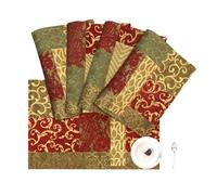 Loom and Mill Luxuriöse Tischsets, 4er-Set, Patchwork-Damast, Jacquard-Stoff, rutschfeste Tischsets für Esszimmer, Hochzeit, Party, Urlaub, Dekoration, Esstischmatten (Rotgold, 30.5x45.7 cm)