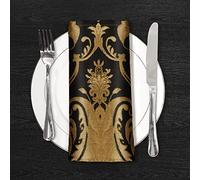 Loom and Mill Luxury Cloth Napkins 18x18 inch, 4 Pack Classic Damask Jacquard Dinner Napkins for Dining Kitchen Party Halloween Holiday Decorations, Durable Washable Table Linen Napkin(Black, 18x18in)